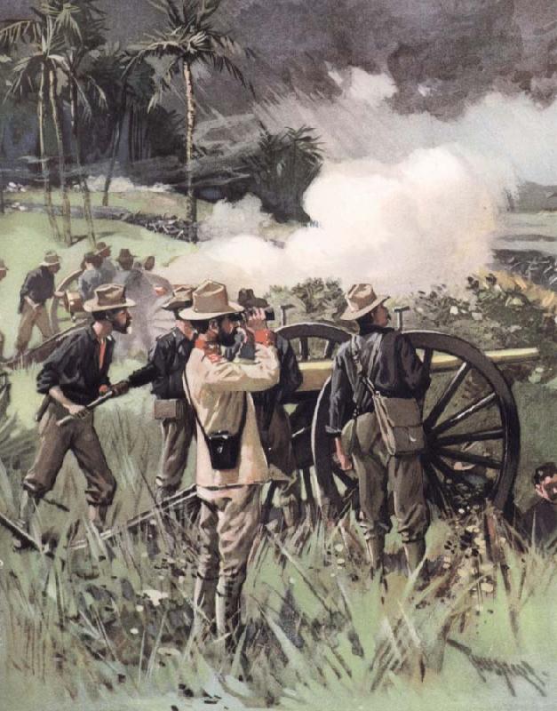 unknow artist Field Artillery in Action oil painting picture